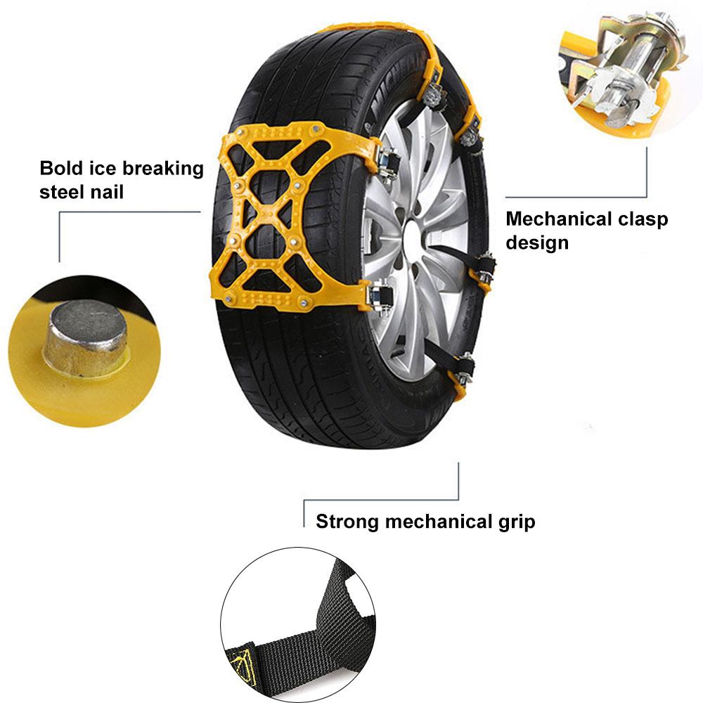 3pcs Car Snow Tire Chains Mud Tyre Wheels Thick Anti-Skid Belt For Car/SUV/Truck Portable Easy to Mount Emergency Traction Car