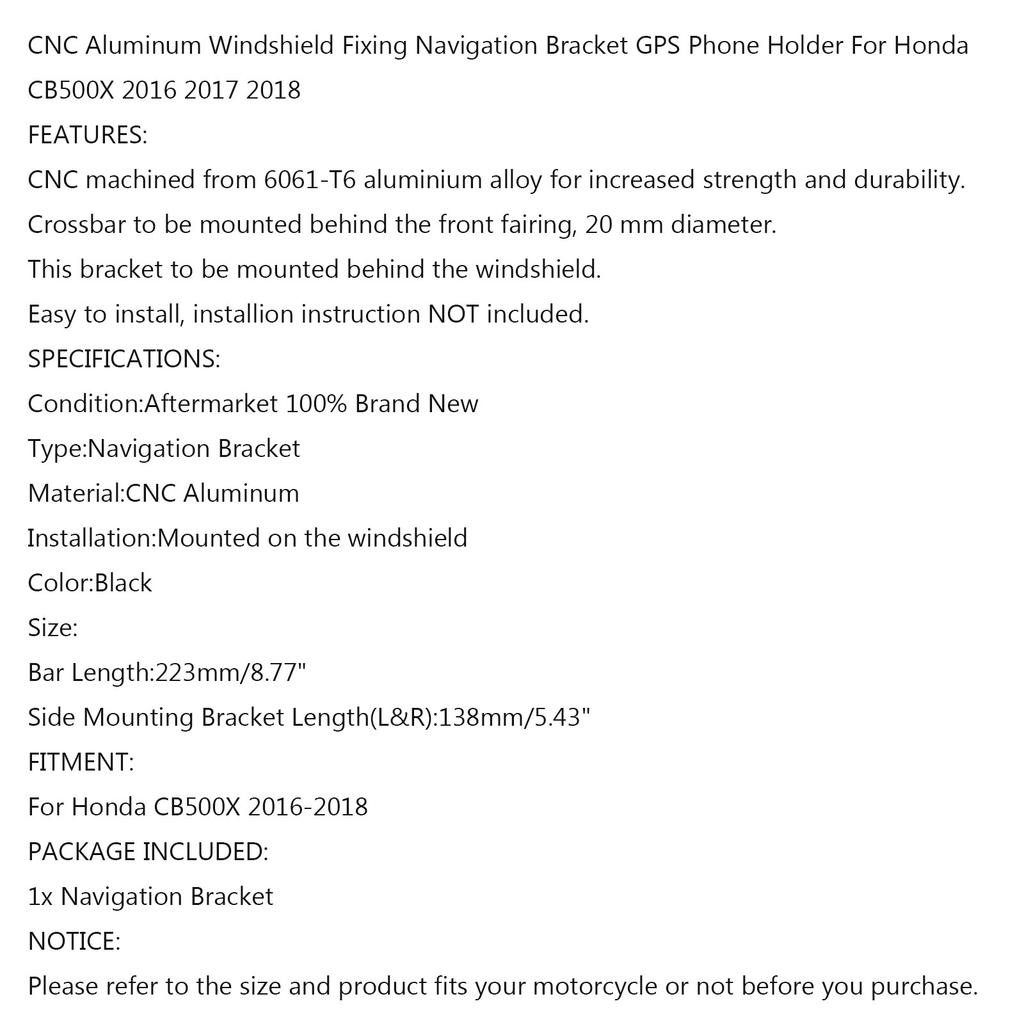 GPS/SMART PHONE Navigation Bracket Adapt Holder Fit for Honda CB500X 2016-2018