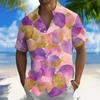 Men's Trendy Artistic Floral Print Short Sleeve Shirt, Casual Vacation Style Lapel Button-down Top, Perfect for Daily Outings & Beach Wear