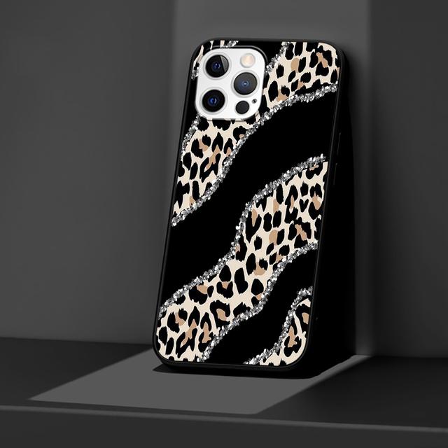Leopard Print Hülle für Apple Iphone 14 11 13 12 Pro Max Xr 7 8 +Se 2020 Xs 6 6s Plus 5 5s Mode schwarze Silikon Handyhülle iPhone 6 6s