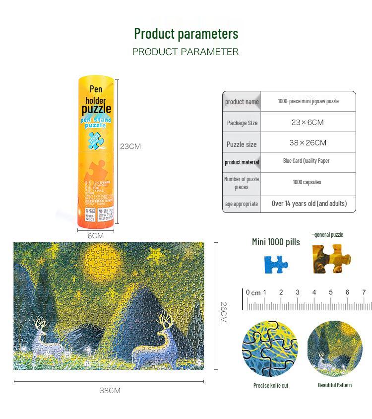 Dospělý držák na tužky 1000dílné mini krajinné puzzle hračka - Vzdělávací a zábavná