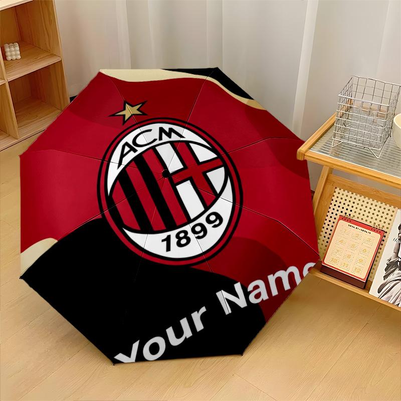 AC Milan Automatic 3‑Fold Umbrella 8‑Rib Windproof Folding Umbrella Sun Rain Protection For Outdoor Travel Daily Use