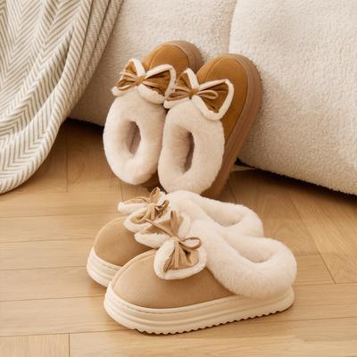 Winter Damen Baumwollpantoffeln Plüsch Warm Dicke Sohle Pantoletten Atmungsaktiv Weich Rutschfeste Hausschuhe