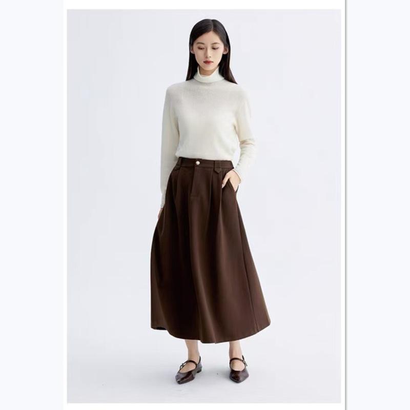 Woolen High-Waisted A-line Winter Midi Skirt