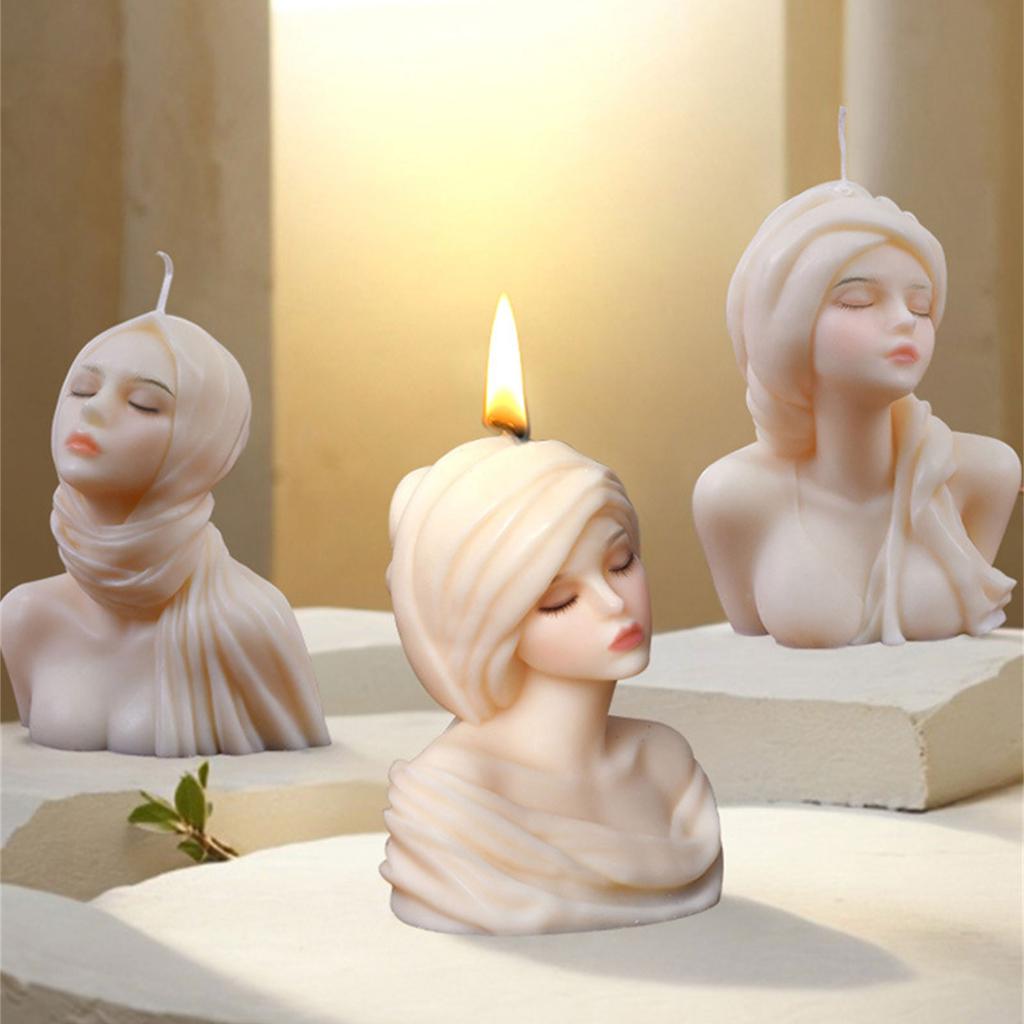 Silicone Moulds Girl Portrait Candle Molds Handmade Ornament Molds Epoxy Resin Molds Plasters Molds for Candle Making