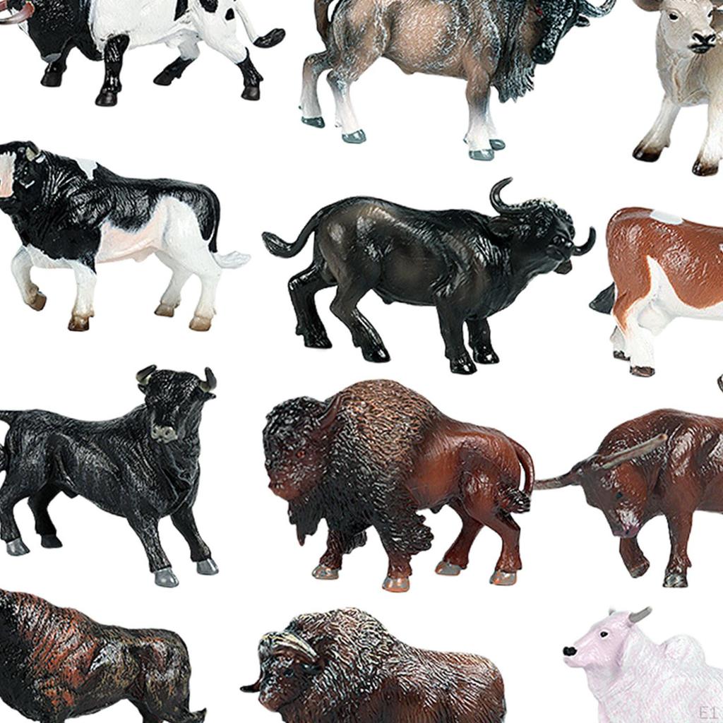 12Pcs Cow Animal Model Educational Learning Toys Simulation Figures Cattle Figurine for