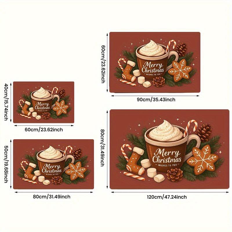 1 Stück Anti-Ermüdungs-Küchenteppiche Weihnachten Kakao Wasserdicht Rutschfest Dick Gepolsterte Küchenmatte Schwerlast Komfort Stehmatte für Küche