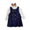 2023 Autumn Girls' Korean Style Vest and Shirt Two-Piece Dress Set TQ031