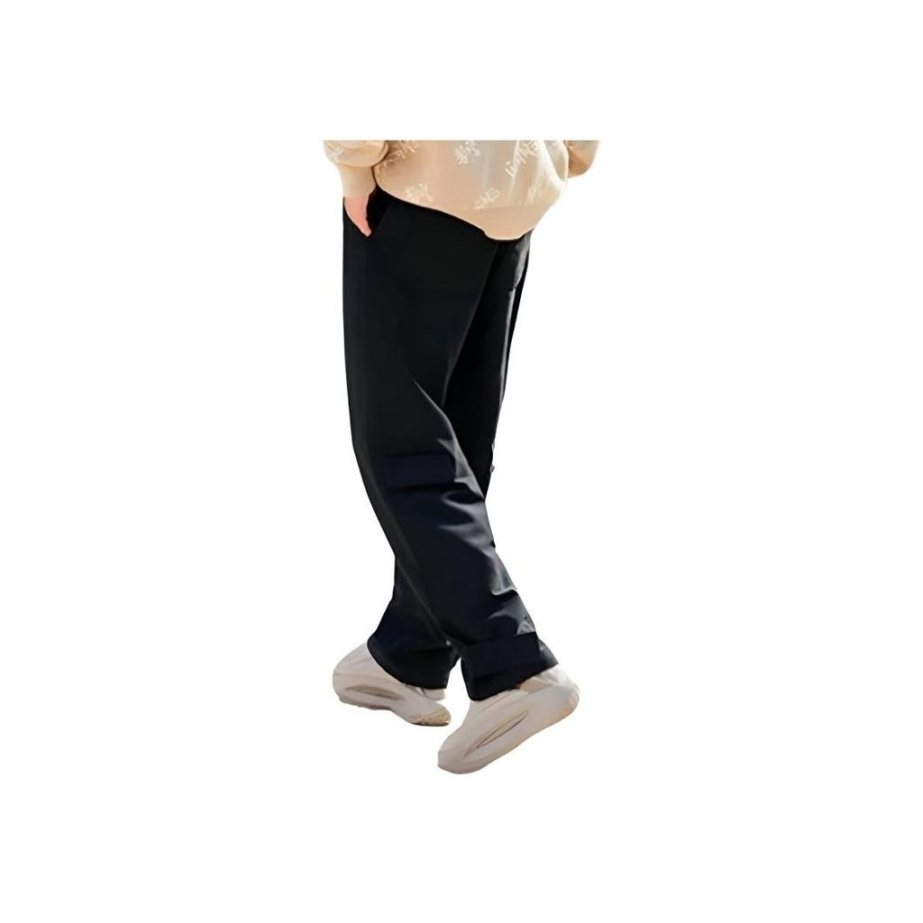 Li-Ning Plain Button-Down Loose Straight Casual Pants Men Bottoms Black AKXSB33-1
