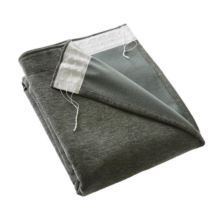 Rideau occultant - Bjornn - Romarin - 140 x 260 cm - Doublure polaire - Galon fronceur