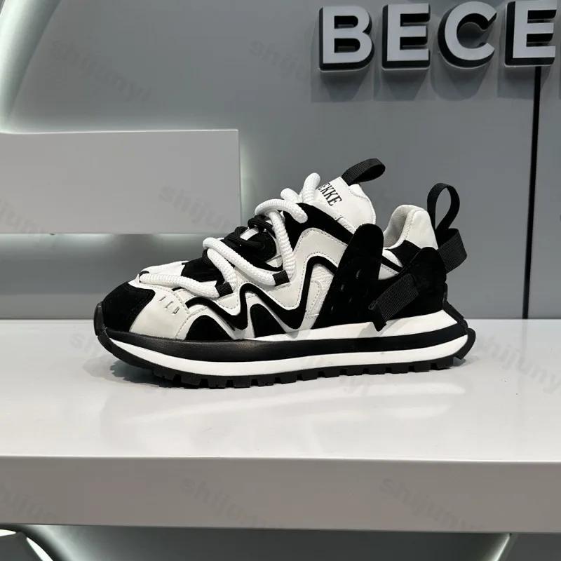 Scarpe Board da Studente Scarpe Sportive Casual Stile di Strada Suola Spessa Scarpe Casual da Skateboard Aumento Altezza Lacci Incrociati Sneakers