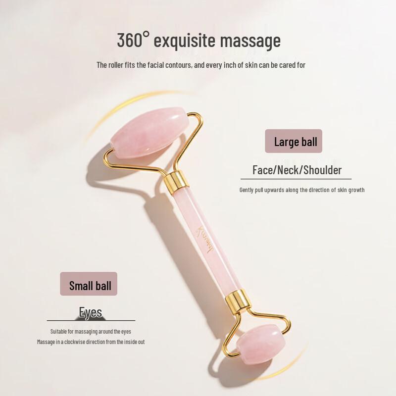 Pink Crystal Jade Double-Head Roller Massager Standard Size