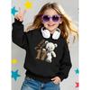 European sizes Bear 17 Teddy Girls' Crew Neck Sweatshirt, Western Top for Autumn And Winter, Long Sleeves, Casual Multi-Colored for Young Girls.
