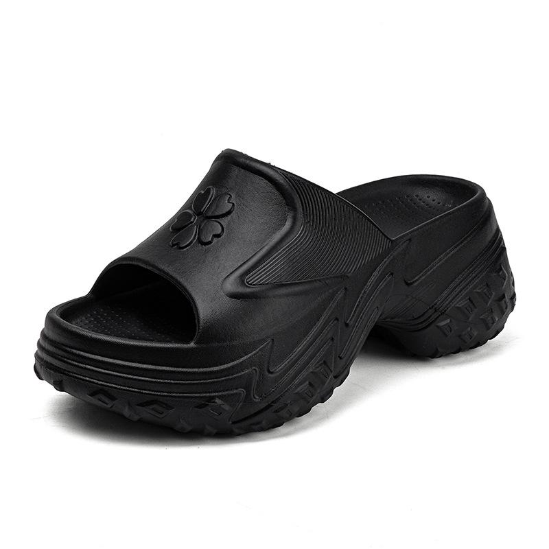 EVA women's high-heeled cm slippers summer wear one-word women's beach shoes platform slippers soft-soled cool slippers
