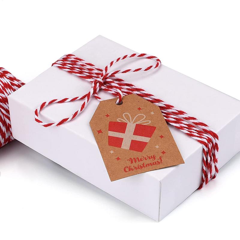 100m/328Feet Red White Cotton Rope Bakers Twine String Cotton Thread for Home Decor Handmade DIYs Christmas Gift Wrapping