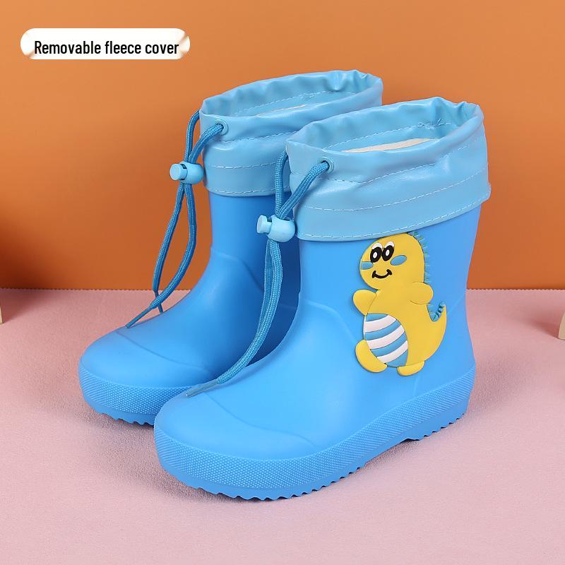 Feng Qing Fan Kids' Waterproof Rain Boots with Non-slip Sole and Elastic Cuff - Cartoon Design for Toddlers