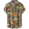 Summer Men's Gradient Sketch Coconut Tree 3D Print Shirt, Retro Hawaiian Tropical Quick-Drying Loose Aloha Shirt