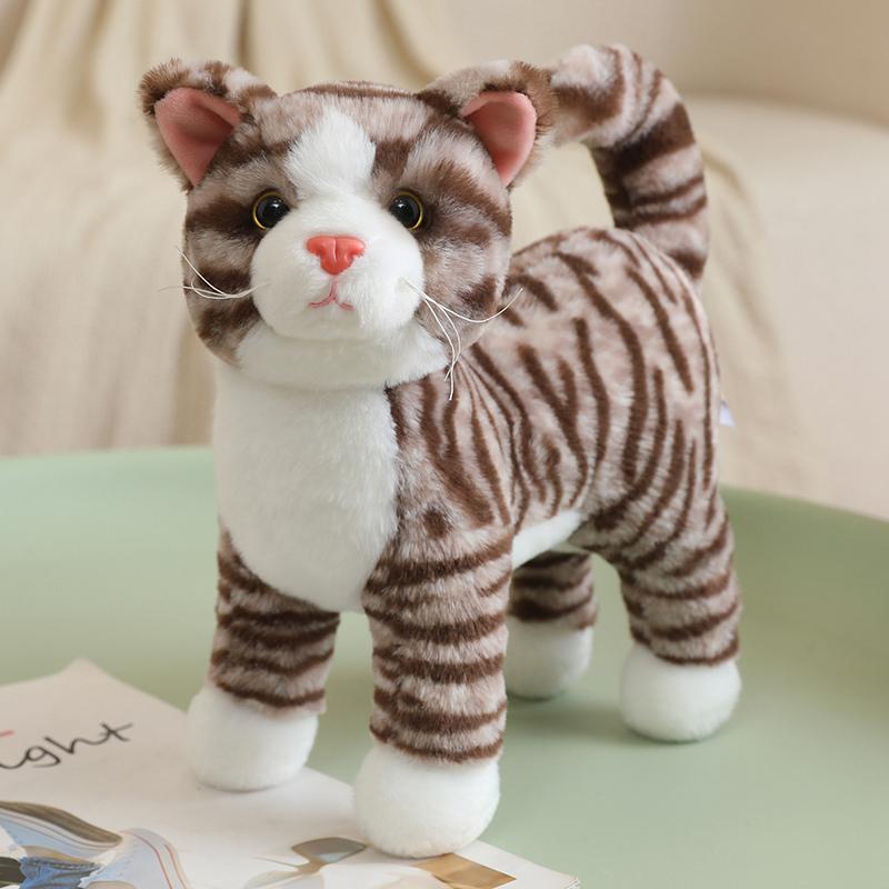 25CM Simulation Cat Doll Stuffed Animal Lifelike Pet Cat Toys Home Ornament Holiday Surprise Gift