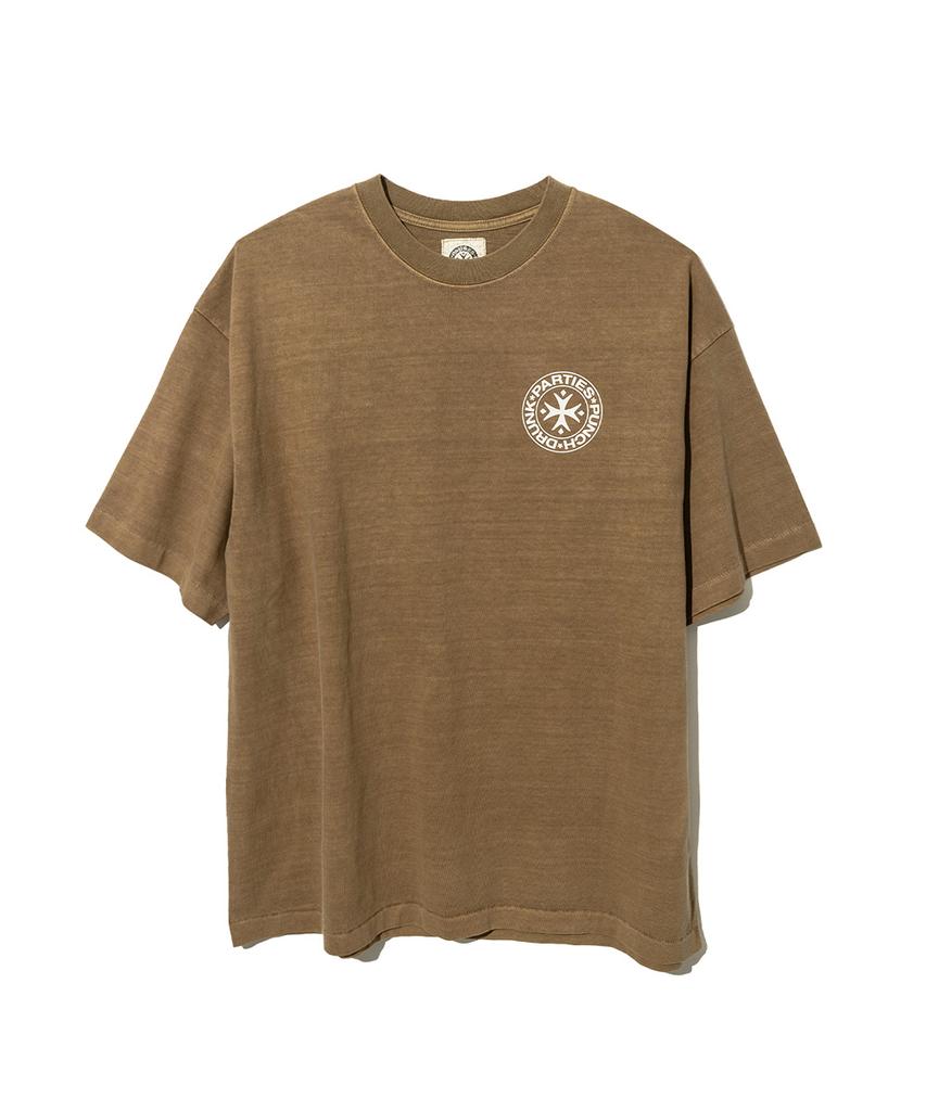PUNCH DRUNK PARTIES Circle Logo Garment Dyed Tee (Camel)