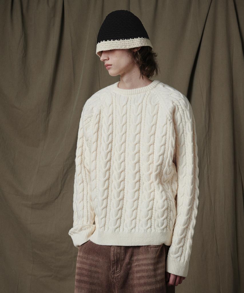 GLW Raglan Cable Knit Ivory