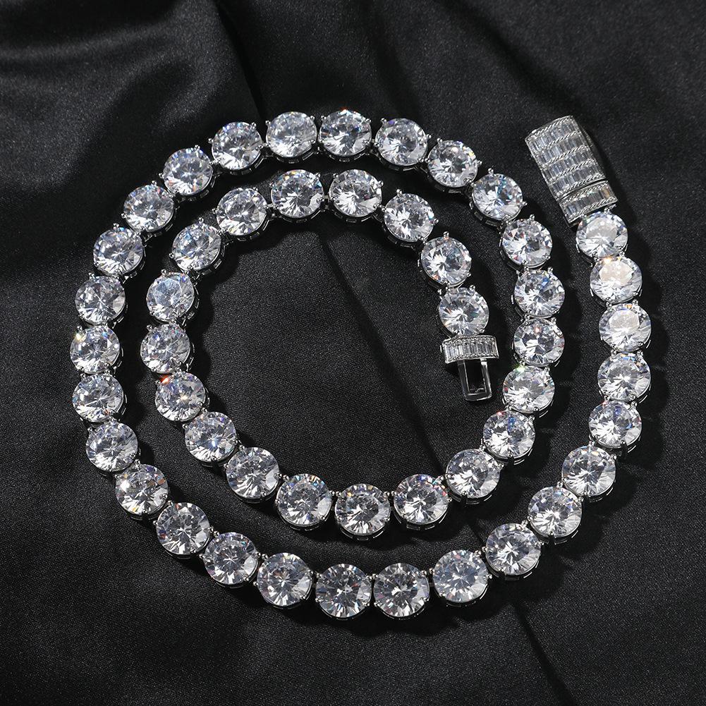 2026 Inlaid Zircon Tennis Chain, Simple Trend Inlaid Zircon 10mm, A Row of Round Diamonds Men's Necklace