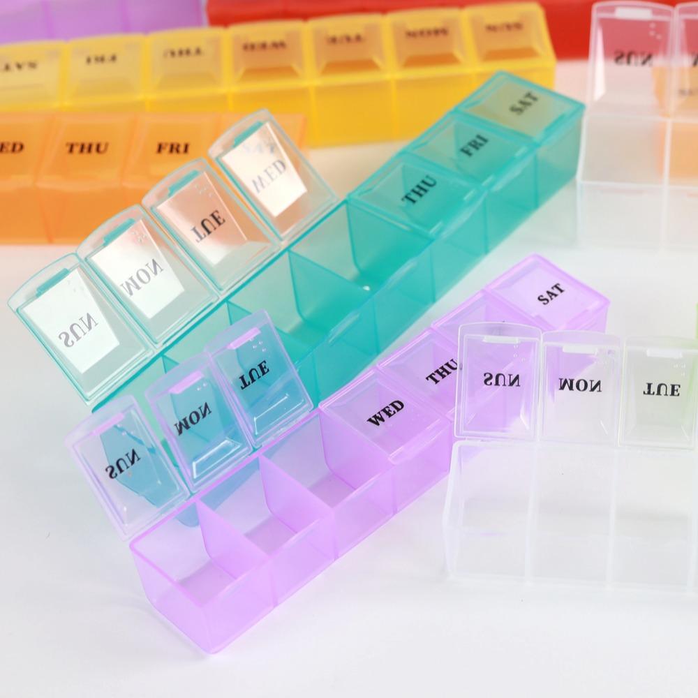 New Hot Weekly Premuim Portable 7 Grids 1 Times A Day Pill Storage Cases Box Organizer Container for Vitamins Medicine Fish Oils