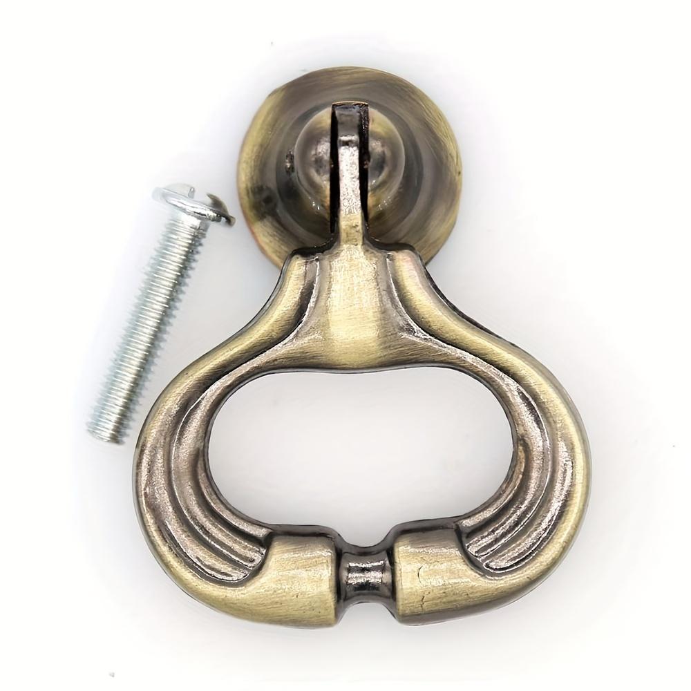 Vintage Zinc Alloy Drop Handles 5 Pcs Ring Pulls Knobs for Dresser Chest Drawers with Single Hole and 3 Screws
