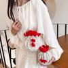 Minimally Woven Crossbody Bag With Flower Appearance And Drawstring Design For Casual Outings