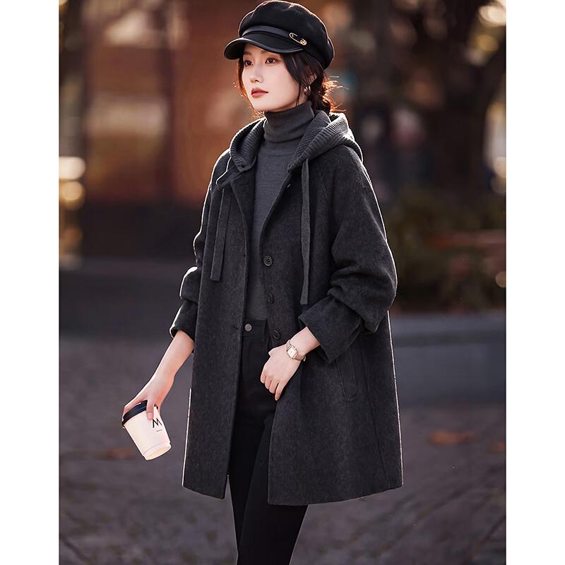 Si Shui Nian Hua Winter Wool-Blend Hooded Coat