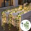 LED Rattan Lamp with Gold Leaf, Copper Wire, Ivy & Green Radish Leaf Decorative String for Restaurant and Desktop.