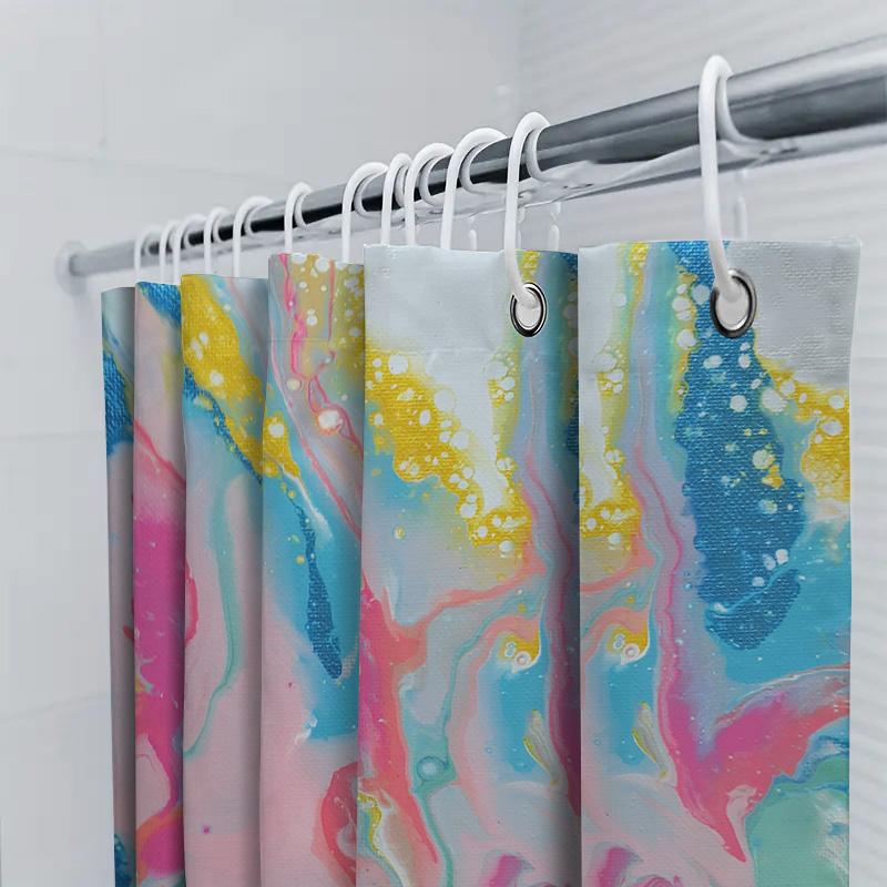 Abstract Paint Splash Shower Curtain Vibrant Colors Fluid Art Design For Bathroom Decor Made With Quality Materials And Waterpro