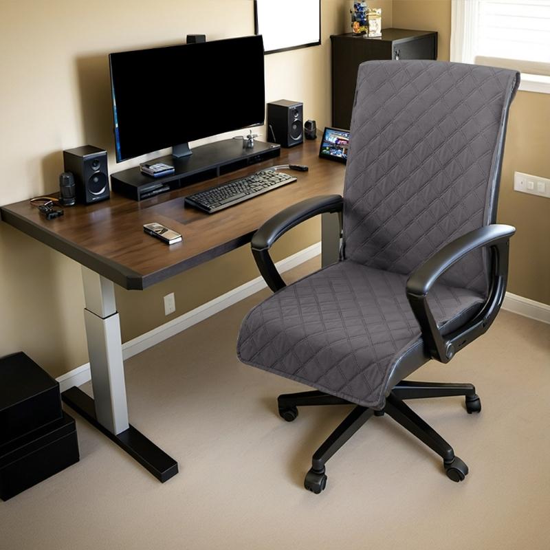 Ergonomic Office Chair Cover Checkered Pattern NonSlip Backing Waterproofs Fabric Sleeve for Comfortable Seating