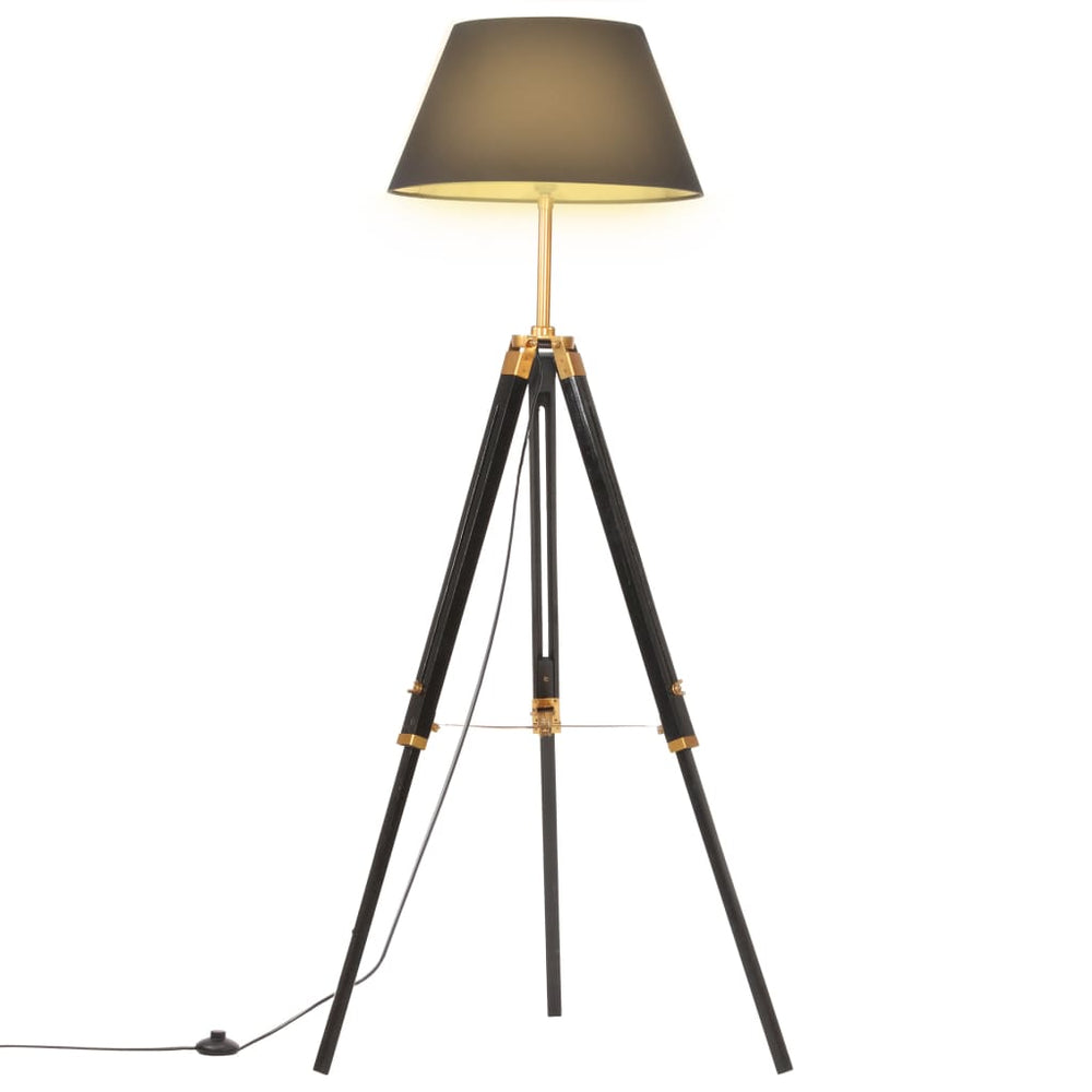 Lampadaire à trépied  et doré Bois de teck massif 141 cm