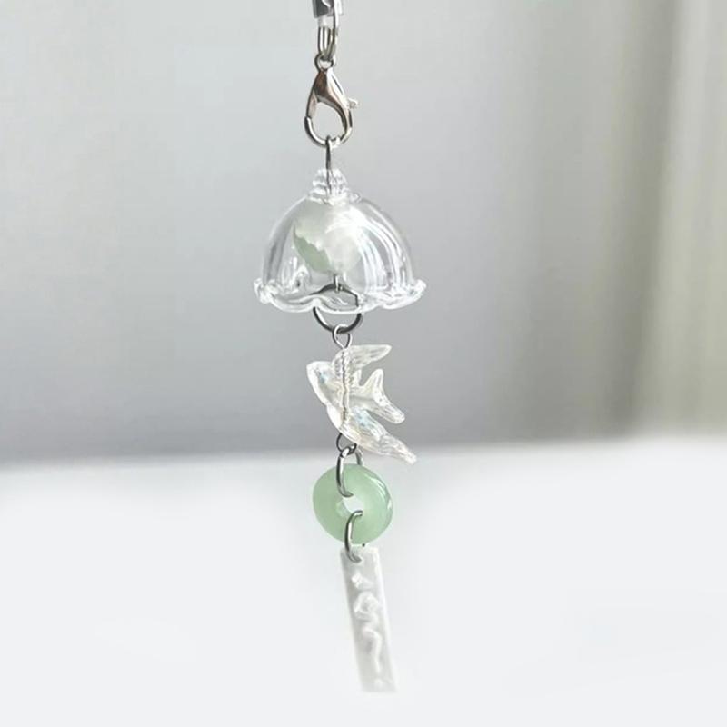 Y2K Grün Fliegender Vogel Schlüsselanhänger Windspiele Perlen Schlüsselanhänger Für Handy Kamera Kopfhörerhülle Anhänger Schlüsselband