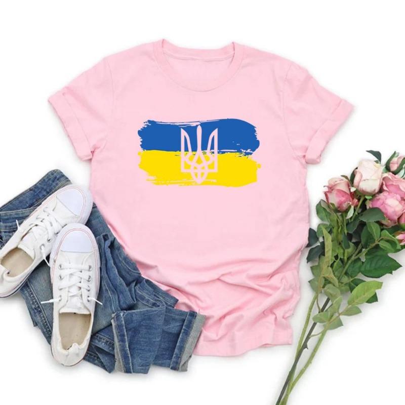 Ukrainian Flag Cotton T Shirt Women Print Trident Tee Woman Clothes Short Sleeve Streetwear Tops Tshirt