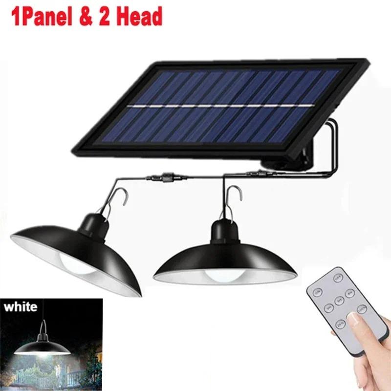 Solar Single Head Pendant Light, LED Retro Bulb Light, Outdoor One To Two Dual Head Remote Control Indoor and Outdoor Lighting Street Light