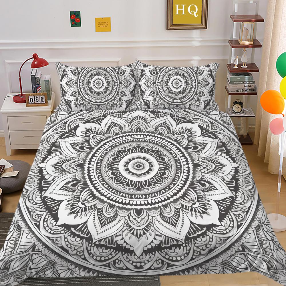 Set de lenjerie de pat pentru acasă cu imprimare 3D Datura Husă de plapumă din poliester Husă de pat pentru femeie Costume King Size Textile de casă moi