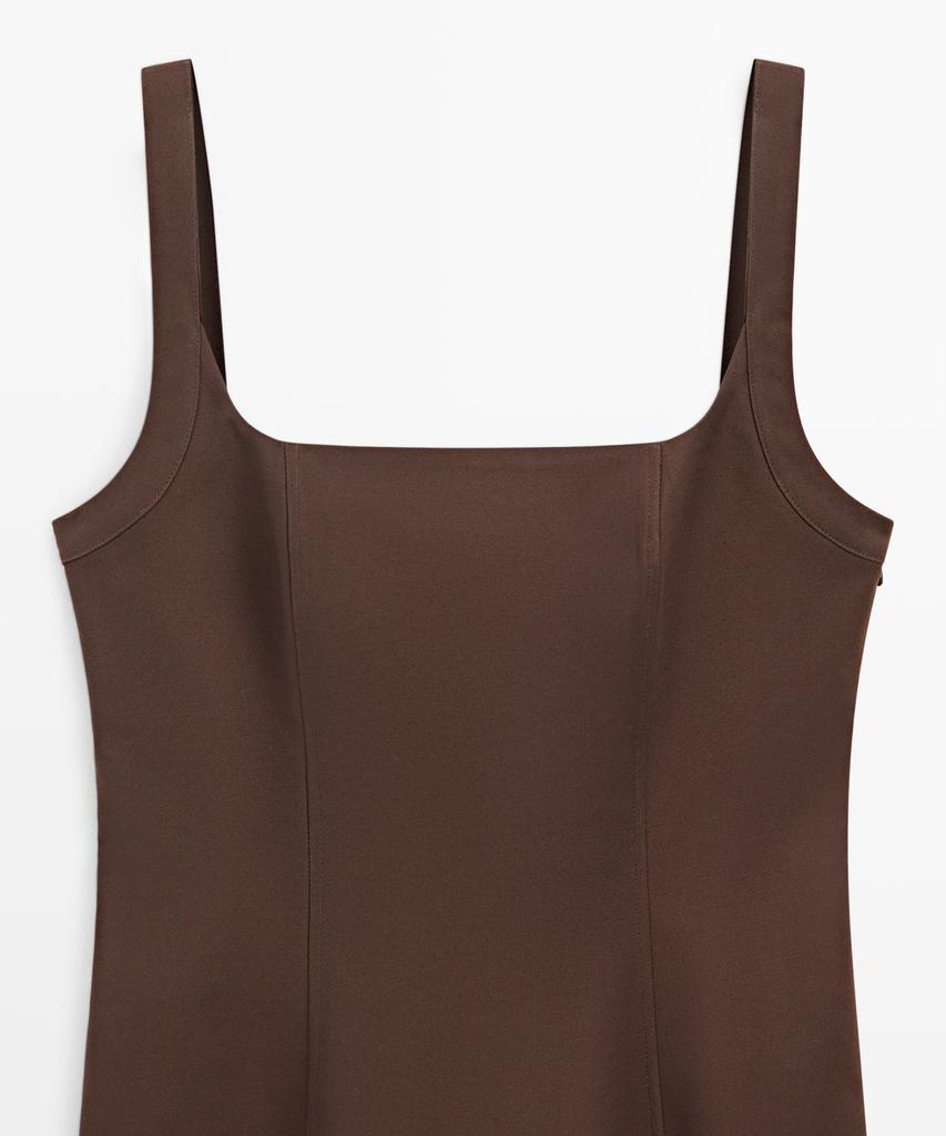 Masimodutti Cotton Blend Strap Midi Dress
