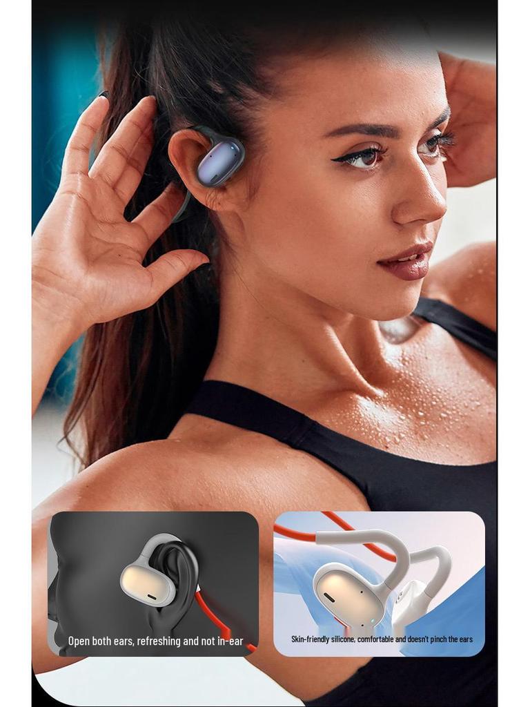 Słuchawki sportowe Bluetooth z przewodnictwem powietrznym: Wodoodporny, Odporny na pot, Konstrukcja z zaczepem na ucho, Długa żywotność baterii