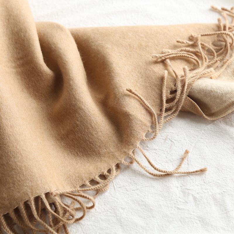 Dual-Color Korean Imitation Cashmere Scarf with Tassels - Cozy Autumn/Winter Shawl Available In 20 Colors