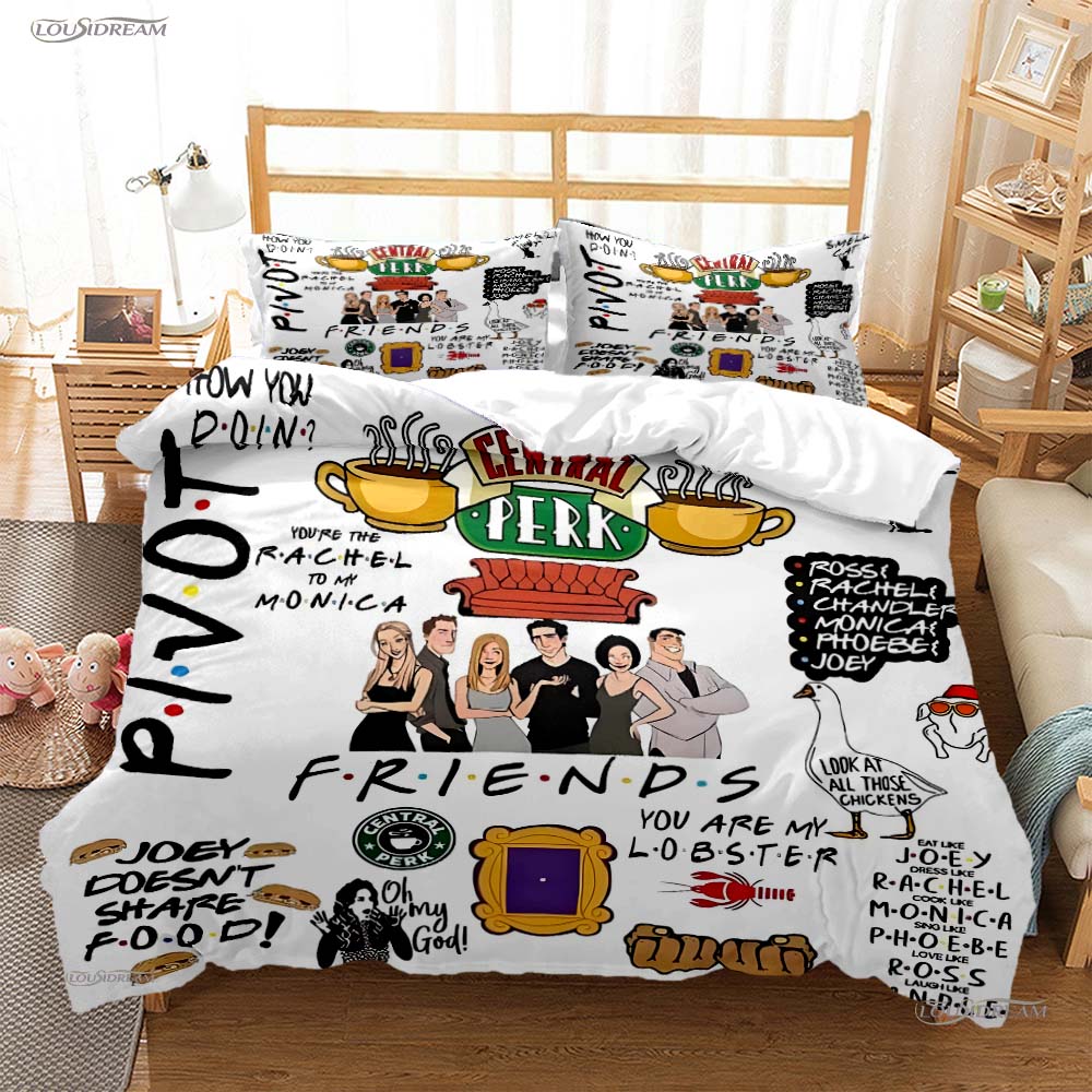 

Frie Tv Funny Anime Casal All Season Duvet Cover Comforter Beding Sets Soft Quilt Cover And Pillowcases Single/Double/Queen/King EU Twin 135x200cm