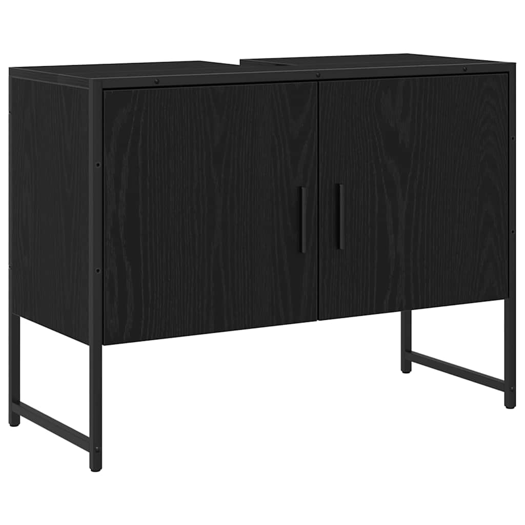 Bathroom Furniture Set with Shelf 3 pcs Black Particleboard