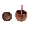 Wood Spice Jar Sugar Bowl Salt Box Seasonings Storage Container with Spoon Lid Kitchen Tool