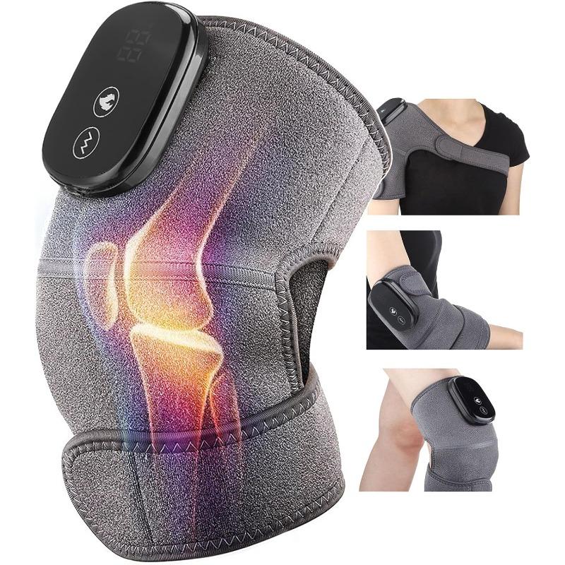 Heated Knee Brace, Cordless Heated Knee Pad for Arthritis, Rechargeable Knee Brace Warmer with 3 Heating Levels + 3 Vibration Modes