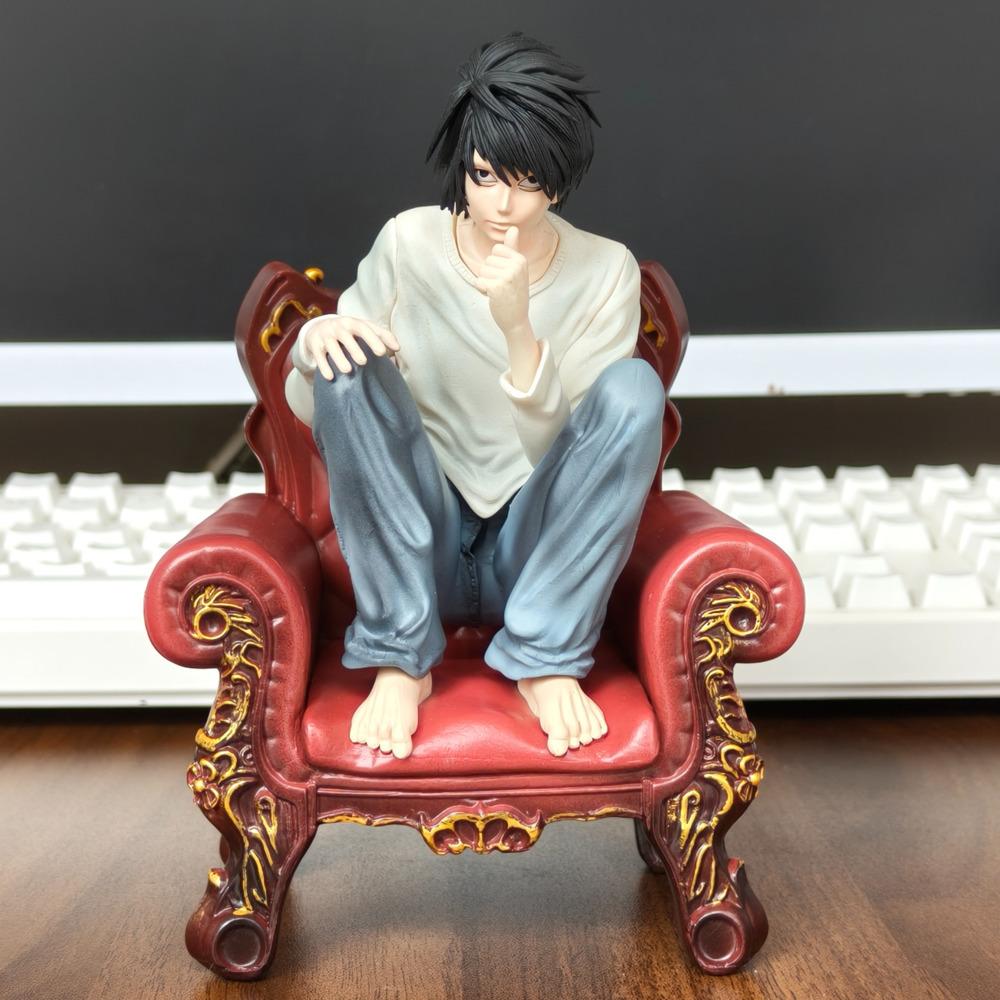Full Painted Death Note L. Lawliet Squatting Sofa Figurine Model Death Note Decoration Collection Doll Gift Figure Character