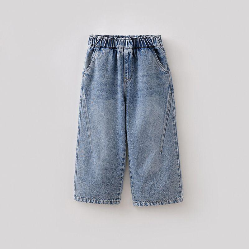 Mark Jenny Fashionable and Stylish Pure Cotton Denim Wide-Leg Pants for Boys and Girls, Children's Pants, 2026 Spring New Model 560070