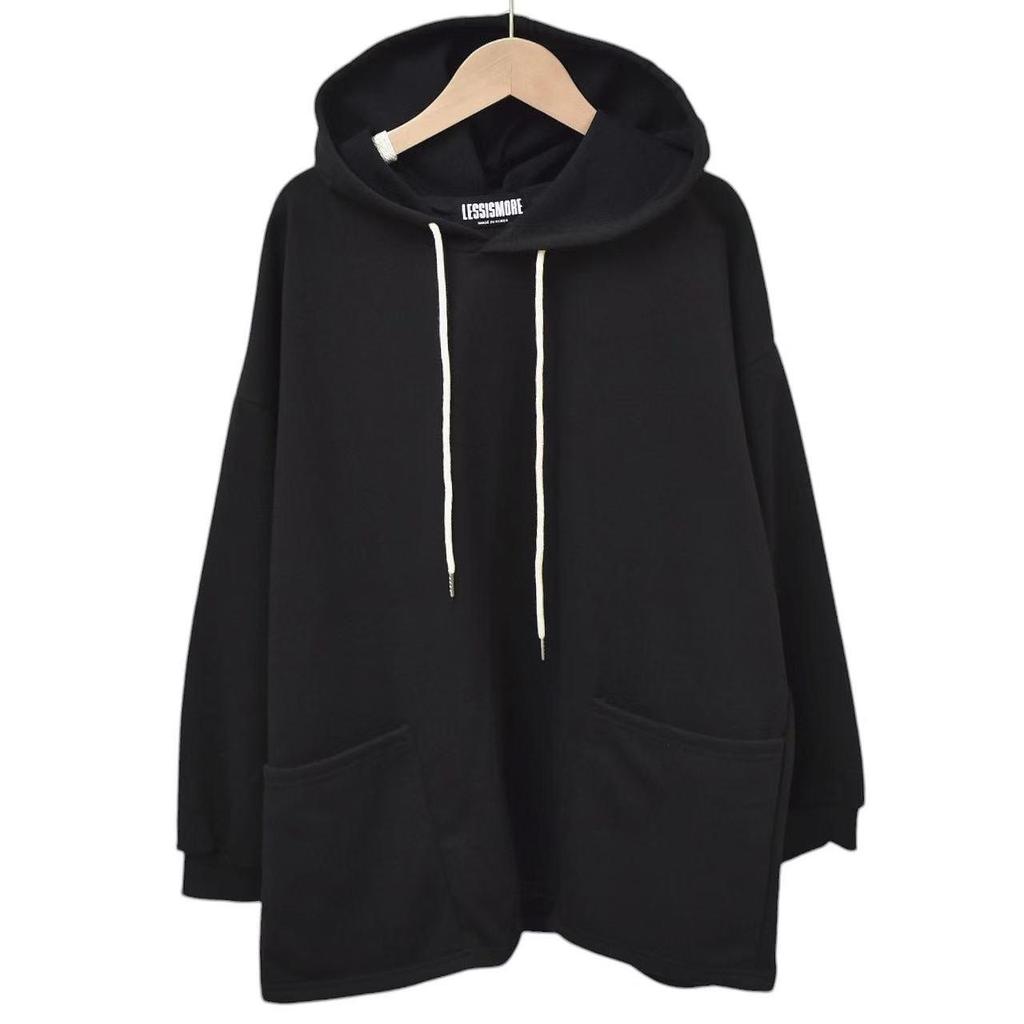 Dongdaemun Stylish Terry Hooded Sweatshirt with Double Pockets - Loose-Fit Casual for Plus Sizes Women.