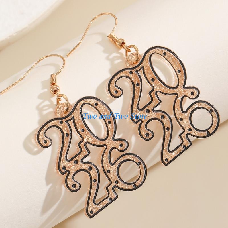 HX6F Creative 2026 Theme Earrings Acrylic Texture Geometric Earrings Ear Jewelry Suitable for Elegant Women Daily Wear