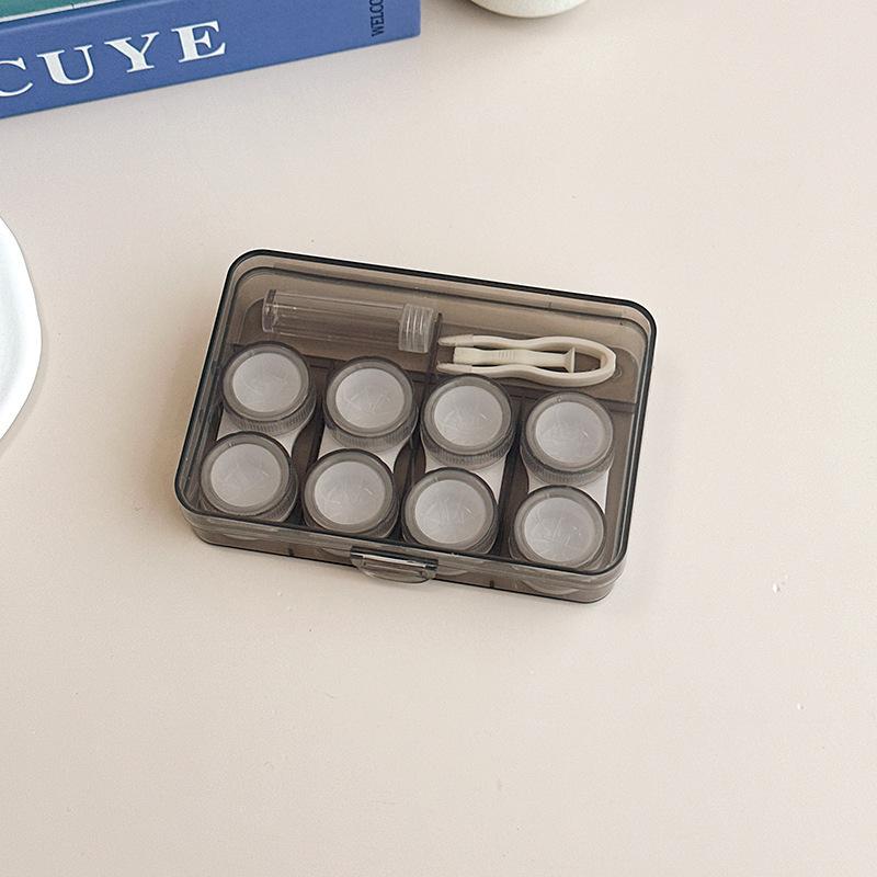 

1PC Portable Cute Contact Lense Case Transparent Solid Candy Color Box Four Pairs High-capacity Invisible Care Box Women Men серый