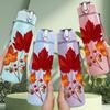 1PC Autumn Maple Leaf 750ml Color Plastic Sports Water Bottle Leakproof Flip Straw Lid Suitable for Sports Office Home Use